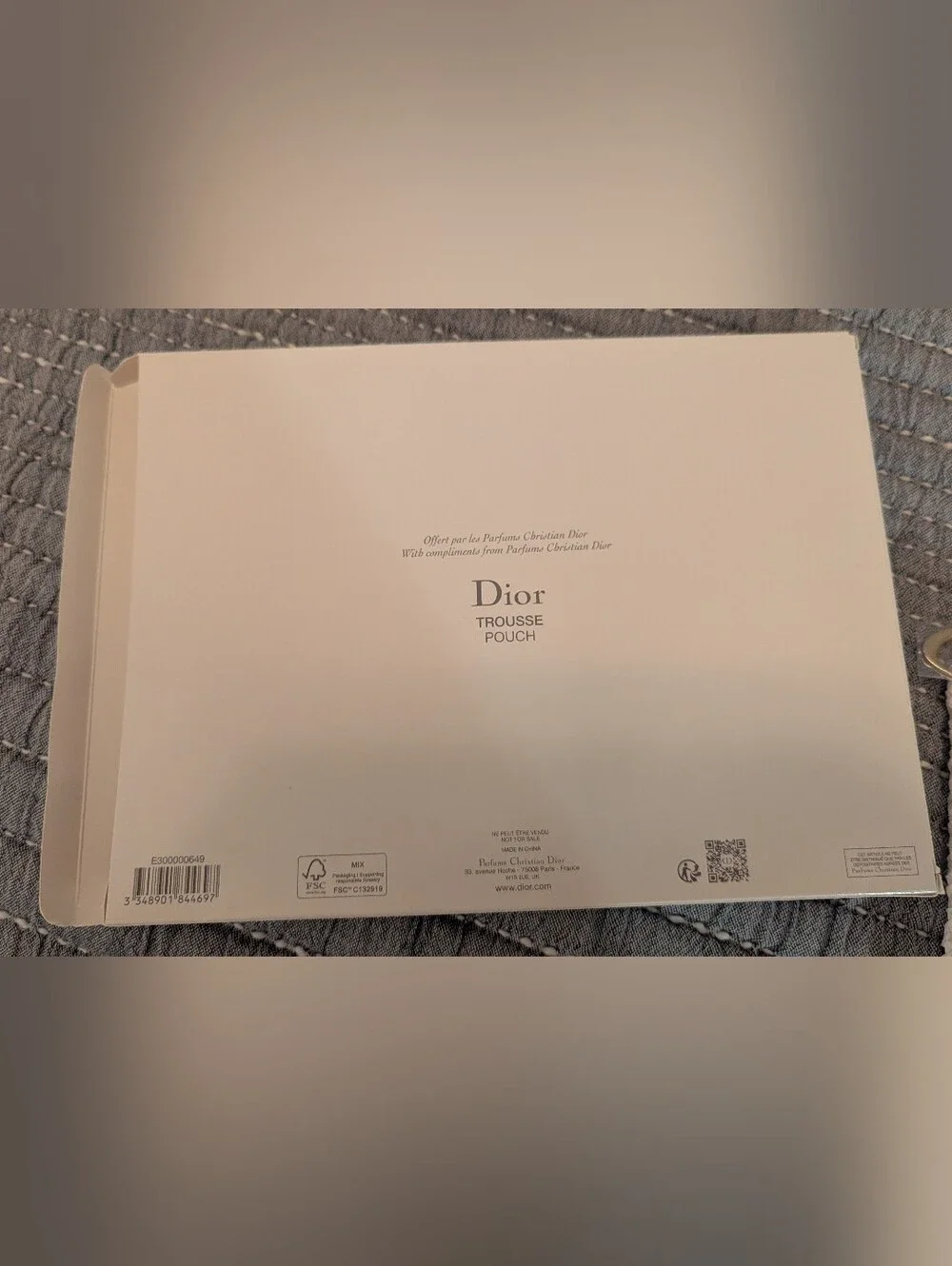 Dior White Raffia Makeup Bag Pouch Clutch - New with Box